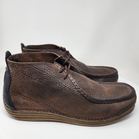 Tony Lama Walnut Forge Bison Chukka Boots Men 13D Brown Leather Moc Toe CAV0902 - Picture 2 of 14